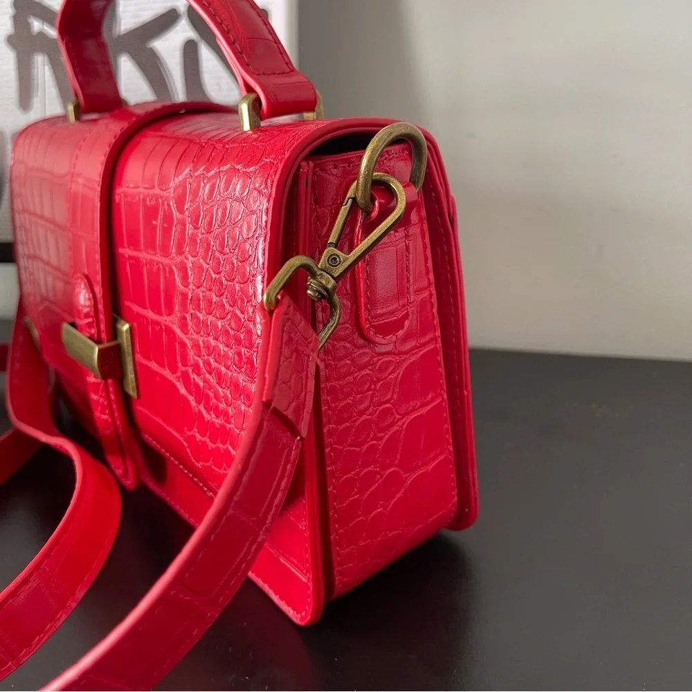Women’s Classy Croc Embossed Crossbody Shoulder Top Handle Handbag Purse
